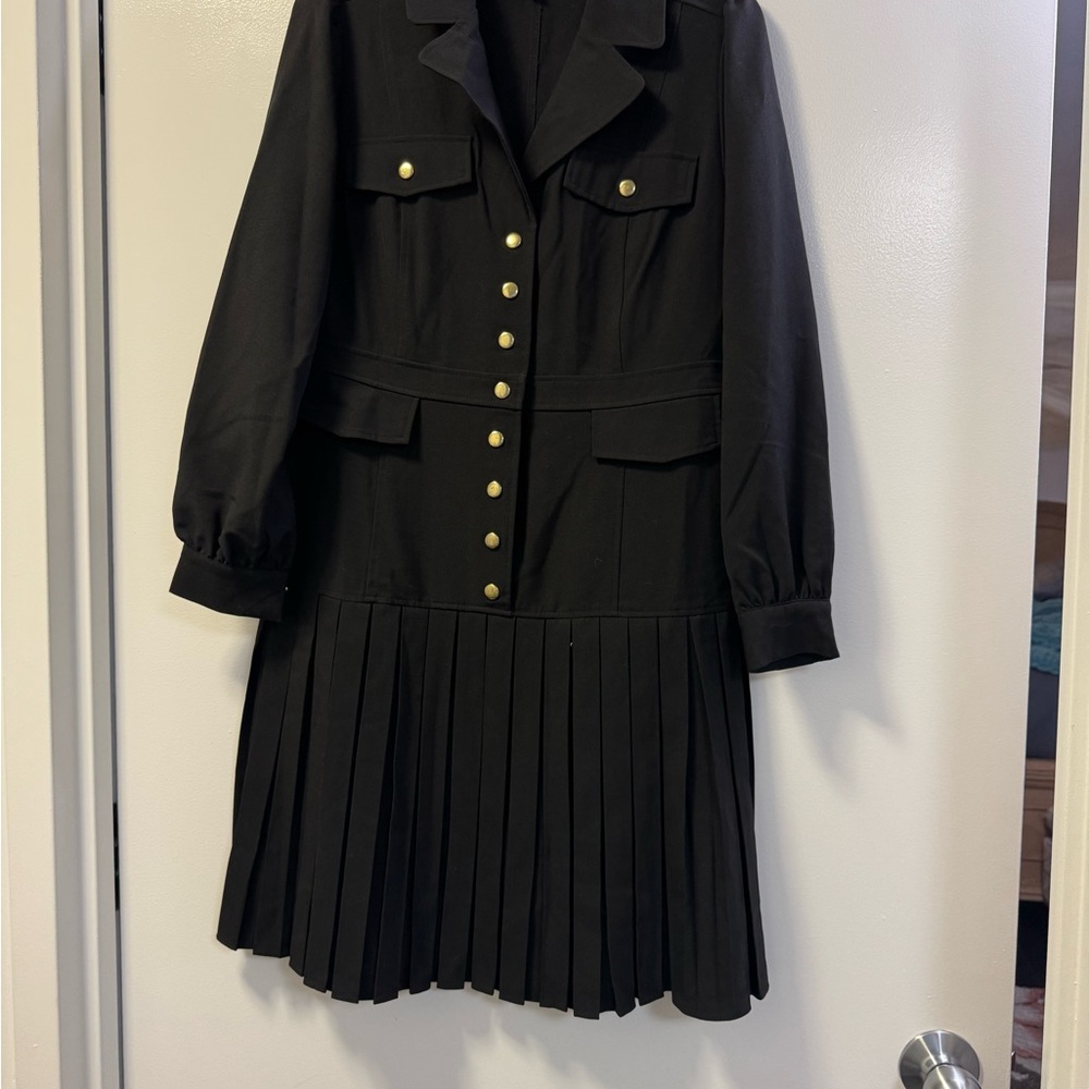 Nanette Lepore Black and Gold Long Sleeve Dress